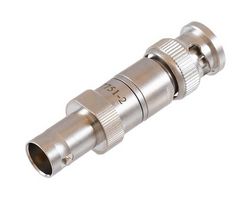 L-COM LCAT7751-2 RF Fixed Attenuator, BNC Plug to BNC Jack, 2 dB, DC to 1GHz, 1 W, 75 ohm, Brass