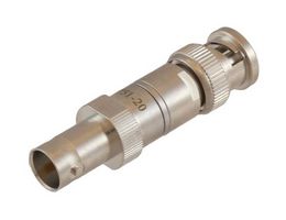 L-COM LCAT7751-20 RF Fixed Attenuator, BNC Plug to BNC Jack, 20 dB, DC to 1GHz, 1 W, 75 ohm, Brass