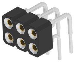 TE CONNECTIVITY 2485258-1 IC & Component Socket, Right Angle, 2Row, 6 Contacts, SIP Socket, 2.54 mm, 2.54 mm, Copper Alloy