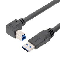 L-COM CAU3HFA-90RB-1M Cable USB, USB Type A Plug to USB 90° Type B Plug, 1 m, 3.28 ft, USB 3.0, Negro