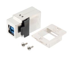 L-COM ECFU3KEY-BA-S USB Adapter, Panel Mount, Flange, USB Type B Receptacle, USB Type A Receptacle, USB 3.0