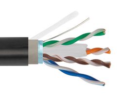 L-COM TOFC6A-BLK-500F Networking Cable, Shielded, Cat6a, 23 AWG, 500 ft, 152.4 m