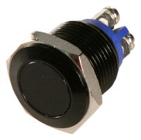 E-SWITCH PV2F64011 Vandal Resistant Switch, IP65, PV2 Series, 16 mm, SPST-NO DM, Off-(On), Round Flat, Black, Anodized