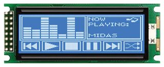 MIDAS DISPLAYS MC192032A6WC-BNMLW Graphic LCD, 192 x 32, White on Blue, 3V to 5V, Parallel, English, Chinese, Transmissive