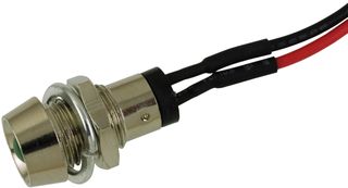 BIVAR MPR5GDW12.0 LED Panel Mount Indicator, Green, 2.1 VDC, 8 mm, 30 mA, 25 mcd, Not Rated