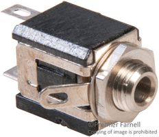 SWITCHCRAFT/CONXALL MDSL2A Phone Audio Connector, 2 Contacts, Jack, 0.101 ", Panel Mount, Plastic Body