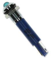 APEM Q8P1CXXB12E LED Panel Mount Indicator, Prominent Bezel, Blue, 12 VDC, 8 mm, 20 mA, 1.6 cd, IP67