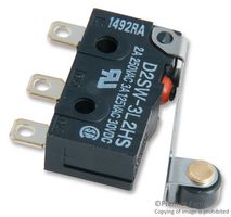 OMRON ELECTRONIC COMPONENTS D2SW-3L2HS Microswitch, Miniature, Hinge Roller Lever, SPDT, Solder, 3 A, 30 V