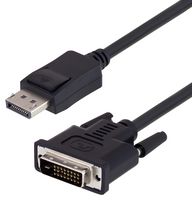 L-COM DPC00003 Audio / Video Cable Assembly, DisplayPort Plug, DVI-D Plug, 3 ", 76 mm, Black
