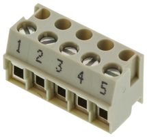 WIELAND ELECTRIC 25.600.2553.0 Pluggable Terminal Block, 5 mm, 5 Positions, 22 AWG, 12 AWG, 4 mm², Screw