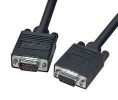 L-COM CTL3VGAMF-5B Computer Cable, HD-15 Plug, HD-15 Receptacle, 5 ft, 1.52 m, Black, CTL3VGAMF-TZ Series