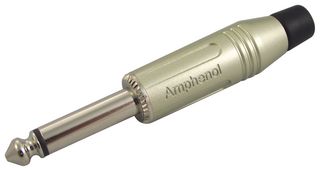 AMPHENOL AUDIO ACPM-GN Phone Audio Connector, 2 Contacts, Plug, 1/4 ", Cable Mount, Nickel Plated Contacts, Metal Body