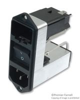 SCHURTER CD21.1501.151 Filtered IEC Power Entry Module, IEC C14, General Purpose, 2 A, 250 VAC, 2-Pole Switch