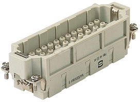 HARTING 09320463001 Heavy Duty Connector, UL508, Han EE Series, Insert, 46+PE Contacts, 24B, Plug, Crimp Pin