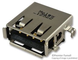 MOLEX 48258-0001 USB Connector, USB Type A, USB 2.0, Receptacle, 4 Positions, Through Hole Mount, Right Angle
