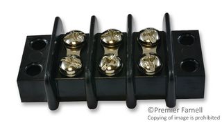 MARATHON SPECIAL PRODUCTS 601-GP-3 Panel Mount Barrier Terminal Block, 2 Row, 3 Positions, 22 AWG, 12 AWG, 11.11 mm, 20 A