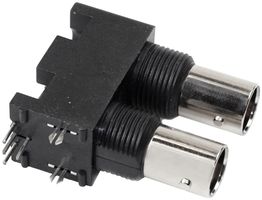 AMPHENOL RF 031-6575 RF / Coaxial Connector, BNC Coaxial, Right Angle Dual Jack, Through Hole Right Angle, 50 ohm