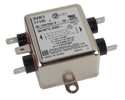 TE CONNECTIVITY - CORCOM 3VK1 Power Line Filter, Chassis, General Purpose, 250 VAC, 3 A, Single Phase, 1 Stage, Chassis Mount
