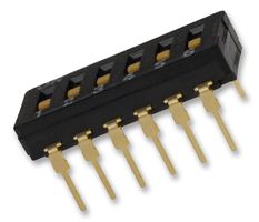 OMRON ELECTRONIC COMPONENTS A6D-6100 DIP / SIP Switch, Flush Slide, 6 Circuits, Piano Key, Through Hole, SPST, 24 V, 25 mA