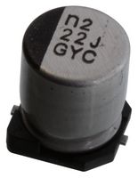 NICHICON GYC1J220MCQ1GS Capacitor Electrolítico Aluminio Híbrido, 22 µF, ± 20%, 63 V, Lata Radial - SMD, 0.08 ohm