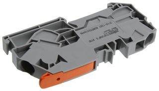 WAGO 2110-1201 DIN Rail Mount Terminal Block, 2 Positions, 20 AWG, 6 AWG, 10 mm², Push In Lock, 57 A