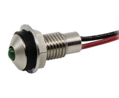 VCC / VISUAL COMMUNICATIONS COMPANY CDLB-1-2700-9908-I LED Panel Mount Indicator, Green, 12 VDC, 6 mm, 20 mA, 199 mcd, IP67