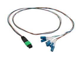 L-COM FCA-MMS106A91P Fiber Optic Cable, Singlemode, 6 Fibers, 9µm / 125µm, MPO Plug to LC, 3.3ft