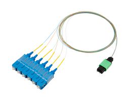 L-COM FCA-MMS106D01P Fiber Optic Cable, Singlemode, 6 Fibers, 9µm / 125µm, MPO Plug to SC, 3.3ft