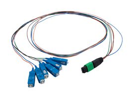 L-COM FCA-MMS106D91P Fiber Optic Cable, Singlemode, 6 Fibers, 9µm / 125µm, MPO Plug to SC, 3.3ft