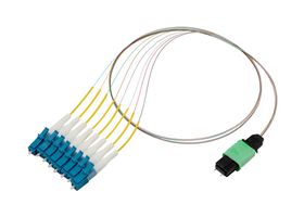 L-COM FCA-MMS108A00P Cable de Fibra Optica, Monomodo, 8 Fibras, 9µm / 125µm, Plug MPO a LC, 19.7"