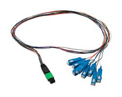 L-COM FCA-MMS108D91P Cable de Fibra Óptica, Monomodo, 8 Fibras, 9µm / 125µm, Plug MPO a SC, 3.3 pies