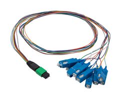L-COM FCA-MMS112D91P Fiber Optic Cable, Singlemode, 12 Fibers, 9µm / 125µm, MPO Plug to SC, 3.3ft