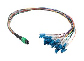 L-COM FCA-MMS124A90P Cable de Fibra Optica, Monomodo, 24 Fibras, 9µm / 125µm, Plug MPO a LC, 19.7"