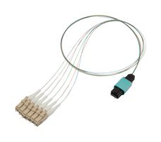 L-COM FCA-MMS206500P Fiber Optic Cable, Multimode, 6 Fibers, 50µm / 125µm, MPO Plug to LC, 19.7"