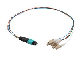 L-COM FCA-MMS206590P Fiber Optic Cable, Multimode, 6 Fibers, 50µm / 125µm, MPO Plug to LC, 19.7"