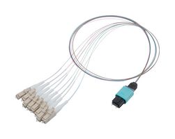 L-COM FCA-MMS208600P Cable de Fibra Óptica, Multimodo, 8 Fibras, 50µm / 125µm, Plug MPO a LC, 19.7"