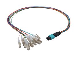 L-COM FCA-MMS212590P Cable de Fibra Óptica, Multimodo, 12 Fibras, 50µm / 125µm, Plug MPO a LC, 19.7"
