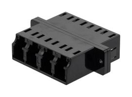 L-COM FOA-570-BLK Fiber Optic Adapter, Black, w/ Flange, Multimode, LC x 4, LC x 4, Straight Adaptor