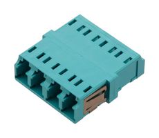 L-COM FOA-571-AQU Fiber Optic Adapter, Aqua, w/ Reduced Flange, OM3 Multimode, LC x 4, LC x 4, Straight Adaptor
