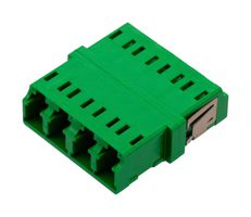 L-COM FOA-571-GRN Fiber Optic Adapter, Green, w/ Reduced Flange, Singlemode, LC x 4, LC x 4, Straight Adaptor, APC