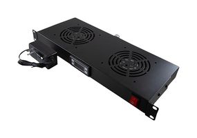 L-COM LC1UFNSH2TCUL12DC Fan Unit, Rack Mount, 2 Fans, 260.9 CFM, 12 VDC, 1U, Steel, Black, 1.75" H x 19" W x 6.69" D