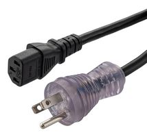 L-COM PCH01CZ8-LED-02F Mains Power Cord, NEMA 5-15P to IEC 60320 C13, 4.78 m, 10 A, 125 V, Black, PCH01CZ8-LED Series