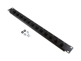 L-COM PR175B-C6-12 Patch Panel, Feed-Through, RJ45 Coupler, 12 Ports, Cat6, 1U