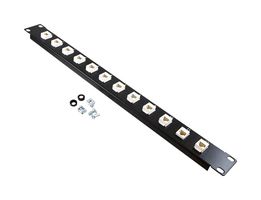 L-COM PR175B-C6-12M Patch Panel, Mini, Feed-Through, RJ45 Coupler, 12 Ports, Cat6, 1U