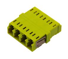 L-COM FOA-571-LGR Fiber Optic Adapter, Lime Green, OM5 Multimode, LC x 4, LC x 4, Straight Adaptor