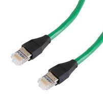 L-COM TRD695ASR-GRN-2M Ethernet Cable, Cat6a, RJ45 Plug to RJ45 Plug, FUTP (Foiled Unshielded Twisted Pair), Green, 2 m