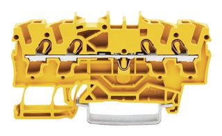 WAGO 2002-1406 DIN Rail Mount Terminal Block, 4 Positions, 22 AWG, 12 AWG, 2.5 mm², Clamp, 24 A