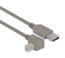 L-COM CAA-90UB-3M Cable USB, Tipo A Macho a Tipo B 90° Macho, 3 m, 9.8 ft, USB 2.0, Gris