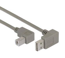 L-COM CA90DA-90DB-2M Cable USB, Tipo A Macho 90° a Tipo B Macho 90°, 2 m, 6.6 ft, USB 2.0, Gris