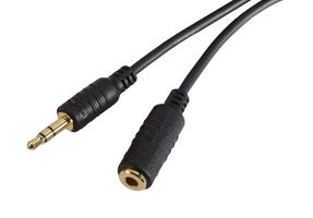 L-COM CTL35MFT-3 Audio / Video Cable Assembly, 3.5mm Stereo Plug, 3.5mm Stereo Socket, 3 ft, 914.4 mm, Black